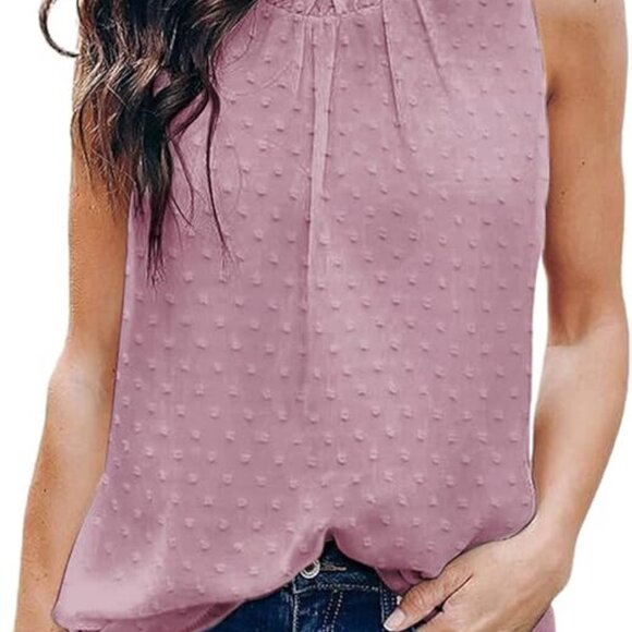 Textured Chiffon Sleeveless Dot Blouse in Dusty Rose - 2XL - Picture 9 of 10